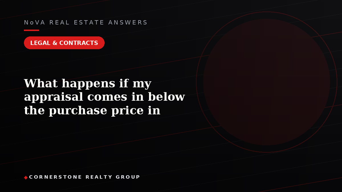 What happens if my appraisal comes in below the purchase price in Northern Virginia?